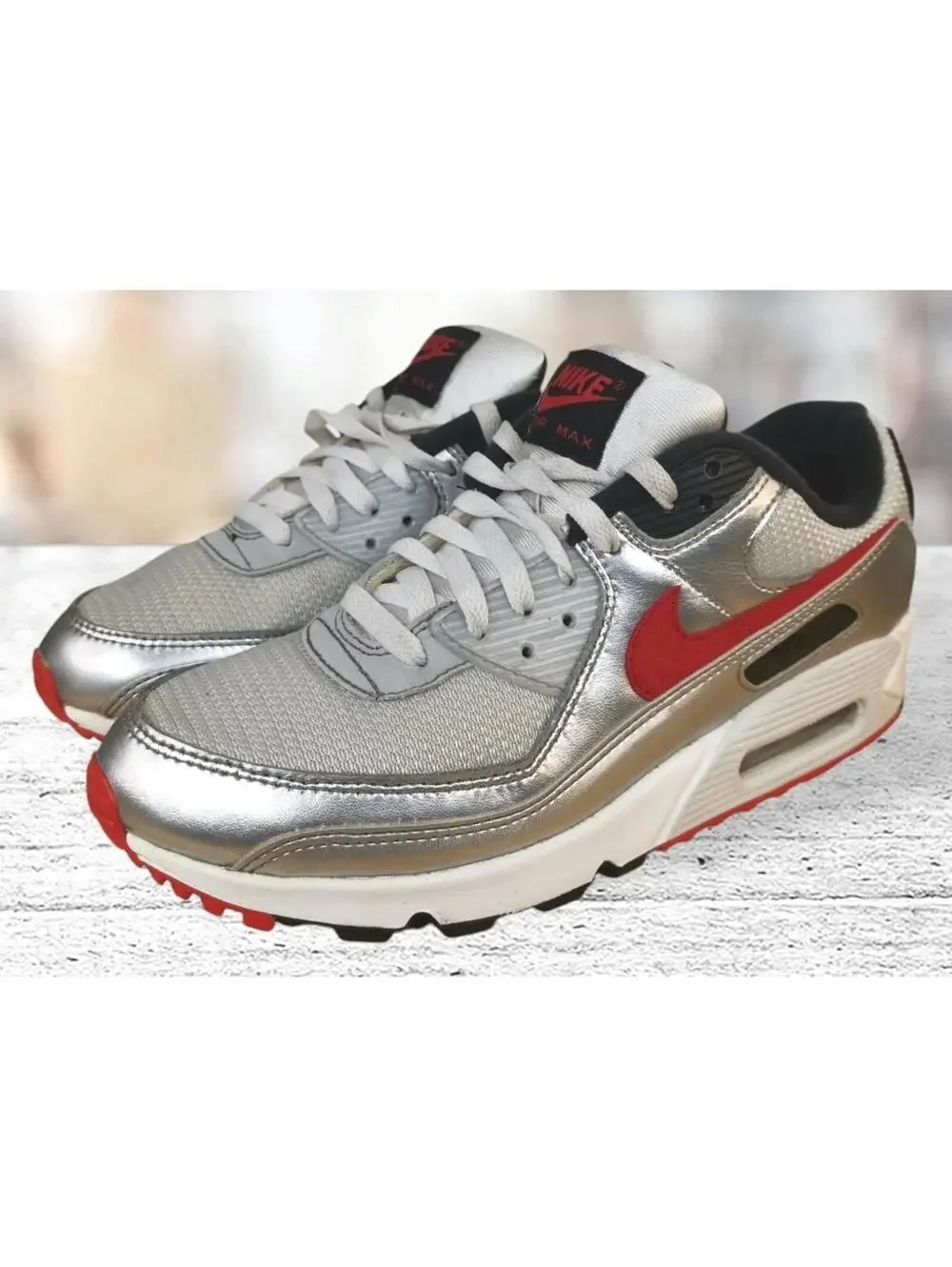Nike Men’s Air Max 90 Training‎ Size 9.5 Silver/Red DX4233-001